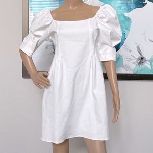 Zara White Puffed Sleeve Dress